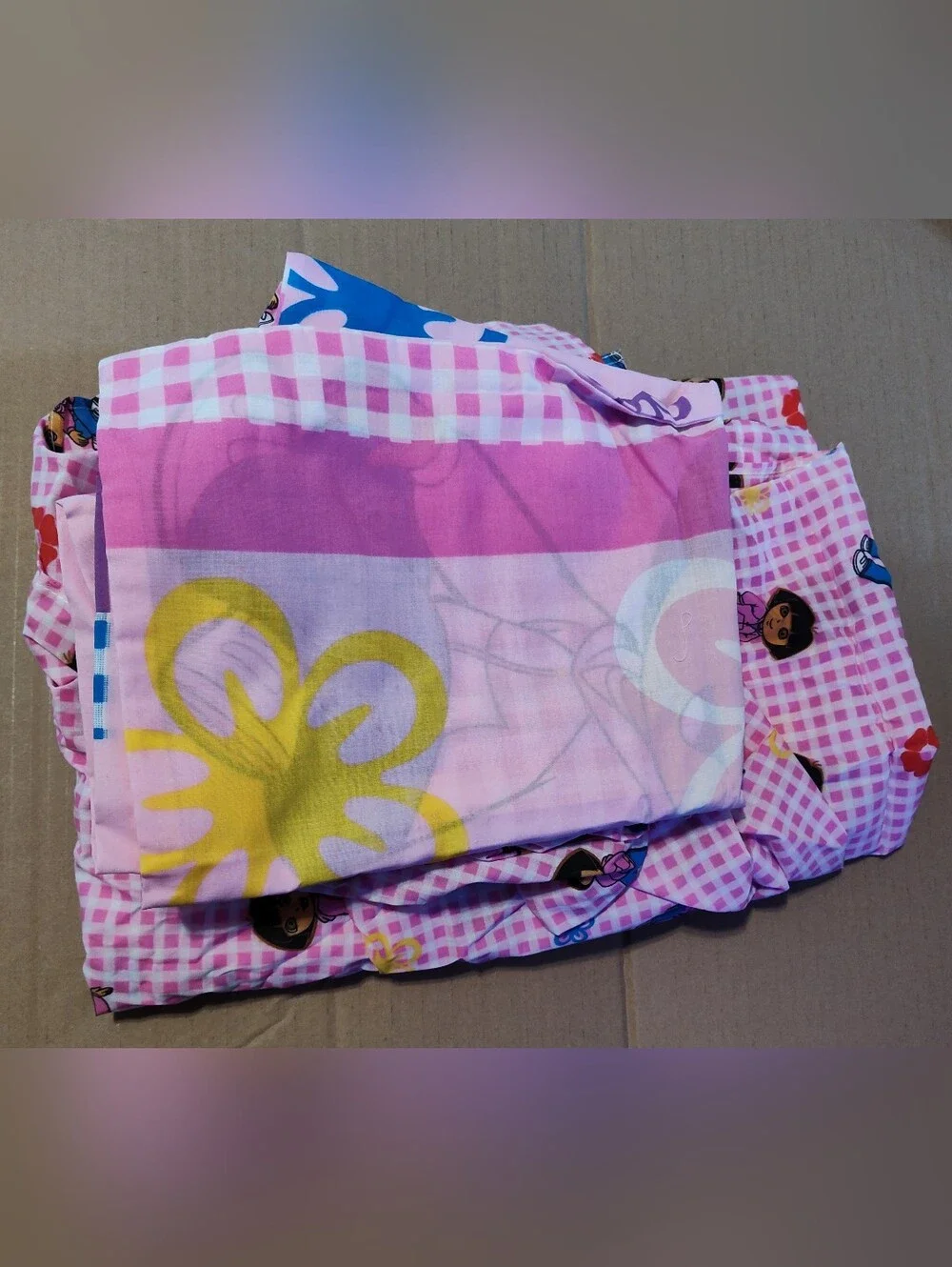2009 Dora the explorer 3 Piece Sheet Set Twin Flat Fitted Pillowcase Nick Jr.